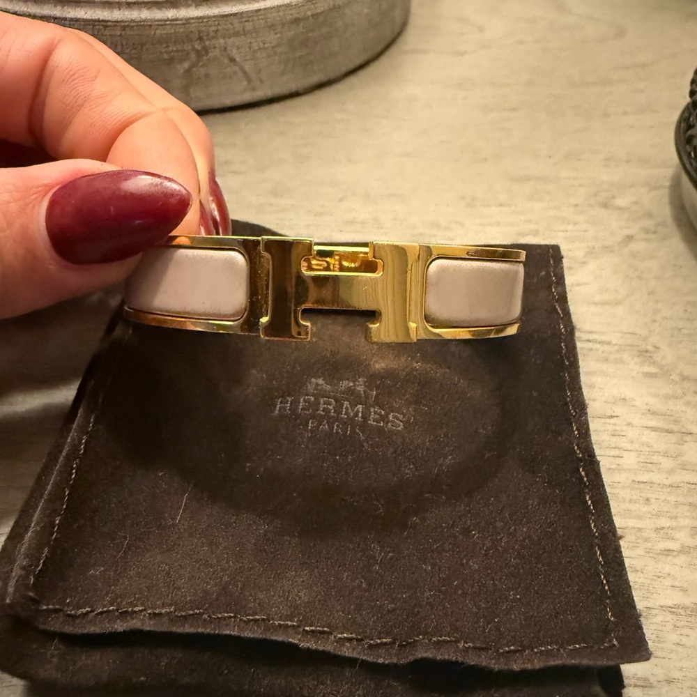 Hermes Gold and Taupe Bracelet